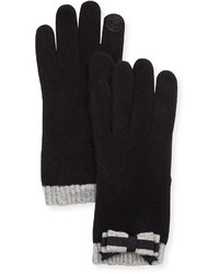 Portolano Cashmere Blend Bow Tech Knit Gloves Blacklight Heather Gray