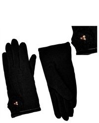 Dahlia Pearls Faux Pearl Accented Flower Wool Dress Gloves Black