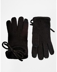 Asos Gloves With Bow And Touch Screen Detail Black