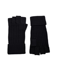 AllSaints Rib Mix Merino Wool Fingerless Gloves In Black At Nordstrom