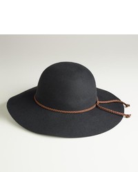 Cost Plus World Market Black Floppy Hat With Braided Tie