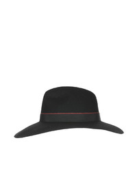 Topshop Black Wide Brim Fedora Hat With Band Detail 100% Wool