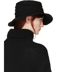 Y's Black Wool Cloche Hat