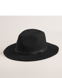 Black Wool Fedora With Leather Band