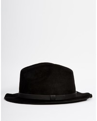 Asos Brand Fedora Hat In Black Faux Suede