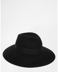 Asos Brand Fedora Hat In Black Felt With Wide Brim