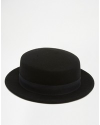 Asos Brand Flat Top Hat With Narrow Brim
