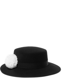 Eugenia Kim Brigitte Feather Trimmed Wool Felt Hat Black