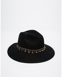 Asos Collection Felt Fedora Hat With Sun Moon Trim