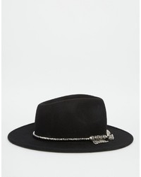 Asos Collection Multi Metal Chain Front Felt Panama Hat