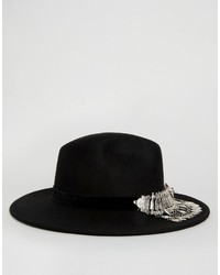Asos Collection Stone And Coin Front Felt Fedora Hat