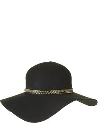 Topshop Felt Floppy Hat With Pale Gold Chain Trim 100% Wool Spot Clean Only