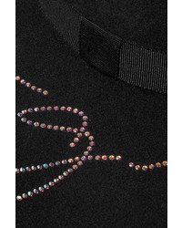 Eugenia Kim Honey Crystal Embellished Wool Felt Hat Black