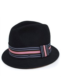 Luxury Lane Black Wool Fedora Hat With Stripe Band