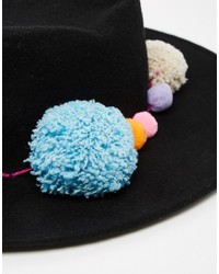 Catarzi Matador Felt Wide Brim Hat With Pom Pom Band
