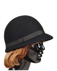 MCap Ladies Wool Felt Cloche Hat Black