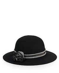 Rosette Trimmed Wool Brim Hat