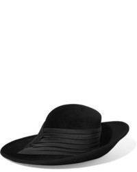 Philip Treacy Satin Trimmed Wool Velour Hat Black