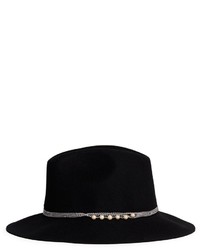 Sensi Studio California Faux Pearl Chain Wool Felt Cowboy Hat