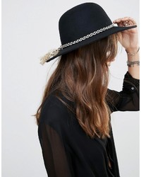 Brixton Wide Brim Felt Hat With Tassle Band In Black