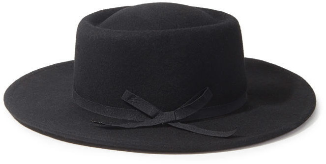 black wool boater hat