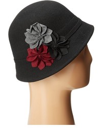 Scala Wool Felt Cloche With Assorted Flowers Caps