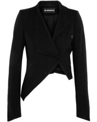 Ann Demeulemeester Asymmetric Wool And Cotton Blend Jacket Black