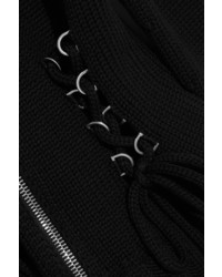 Alexander McQueen Lace Up Wool Peplum Jacket Black