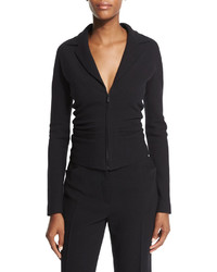 The Row Talina Zip Front Fitted Jacket Black