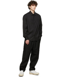 Agnona Black Super 130 Flanella Shirt