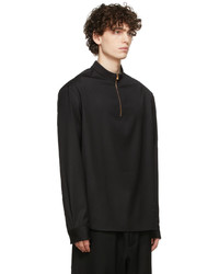 Agnona Black Wool Guru Zip Shirt