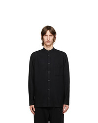 Yohji Yamamoto Black Wool Mock Neck Shirt