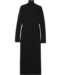 Haider Ackermann Wool And Cotton Blend Jersey Turtleneck Midi Dress Black