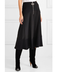 Givenchy Paneled Hammered Silk Satin Wool And Crepe Skirt