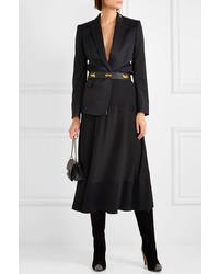 Givenchy Paneled Hammered Silk Satin Wool And Crepe Skirt