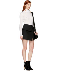 Balmain Black Wool Asymmetric Miniskirt