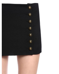 Saint Laurent Buttoned Wool Gabardine Mini Skirt