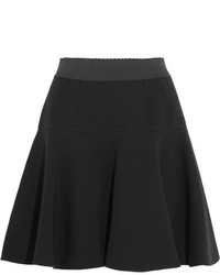Dolce & Gabbana Flared Stretch Wool Blend Mini Skirt Black
