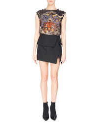 Balmain Fold Over Asymmetric Miniskirt Black