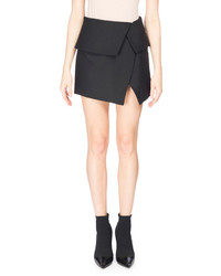 Balmain Fold Over Asymmetric Miniskirt Black