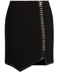Thierry Mugler Mugler Leather Trimmed Wool Mini Skirt