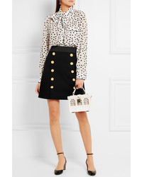 Dolce & Gabbana Stretch Wool Crepe Mini Skirt Black
