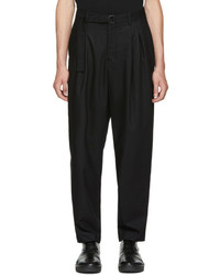 Undecorated Man Black Two Tuck Wide Trousers