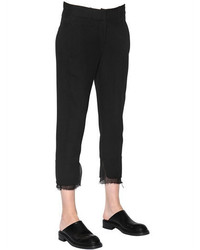 Ann Demeulemeester Cropped Straight Wool Crepe Pants