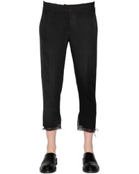 Ann Demeulemeester Cropped Straight Wool Crepe Pants