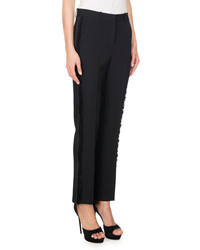 Givenchy Lace Trim Wool Straight Leg Pants Black