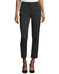 RED Valentino Redvalentino Cuffed Wool Blend Ankle Pants Black