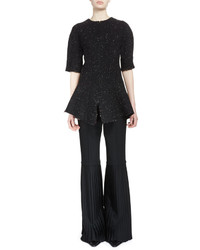 Stella McCartney Tailored Pleat Trimmed Wool Pants Black