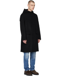 Theory Black Wool Cashmere Hooded Coat