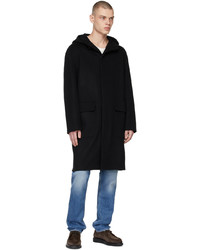 Theory Black Wool Cashmere Hooded Coat